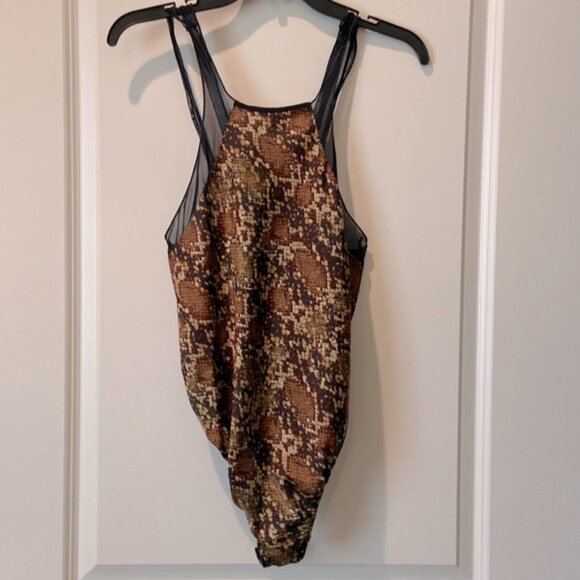 NWT Free People Night Out Snakeskin Bodysuit - Picture 2 of 6